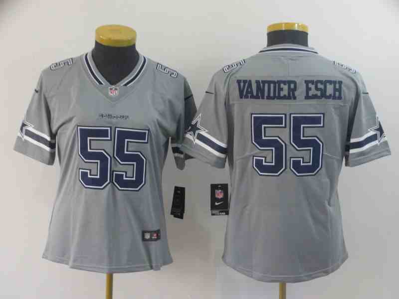 Women's Dallas Cowboys #55 Leighton Vander Esch Gray Atmosphere Fashion Stitched Jersey