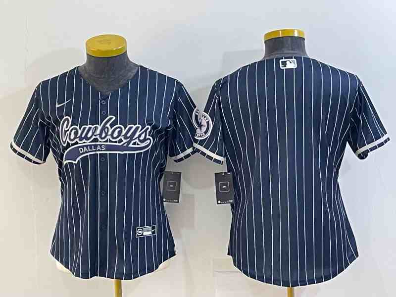 Women's Dallas Cowboys Blank Navy With Patch Cool Base Stitched Baseball Jersey