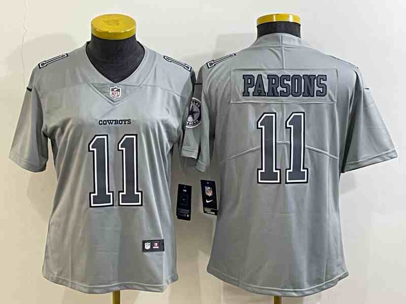 Women's Dallas Cowboys #11 Micah Parsons Gray Atmosphere Fashion Stitched Jersey