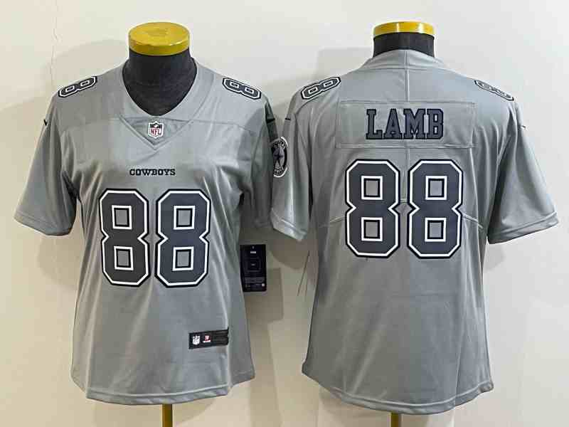 Women's Dallas Cowboys #88 CeeDee Lamb Gray Atmosphere Fashion Stitched Jersey