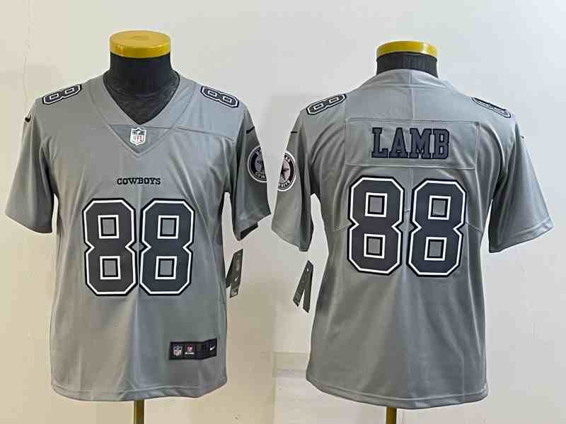 Youth Dallas Cowboys #88 CeeDee Lamb Gray Atmosphere Fashion Stitched Jersey