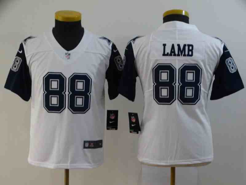 Youth Dallas Cowboys #88 CeeDee Lamb White Color Rush Stitched Jersey