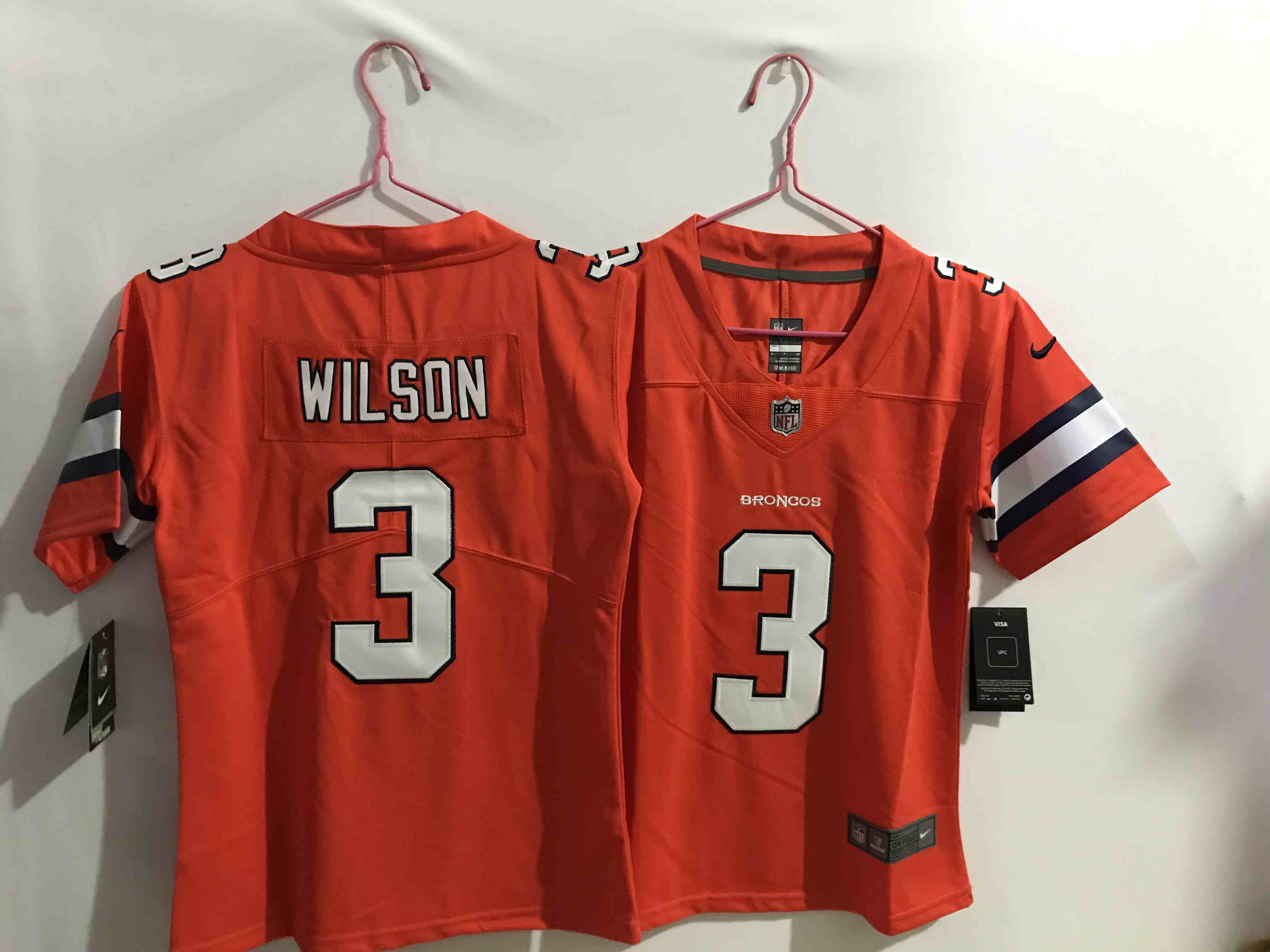 Women's Denver Broncos #3 Russell Wilson Orange Color Rush Limited Stitched Jersey
