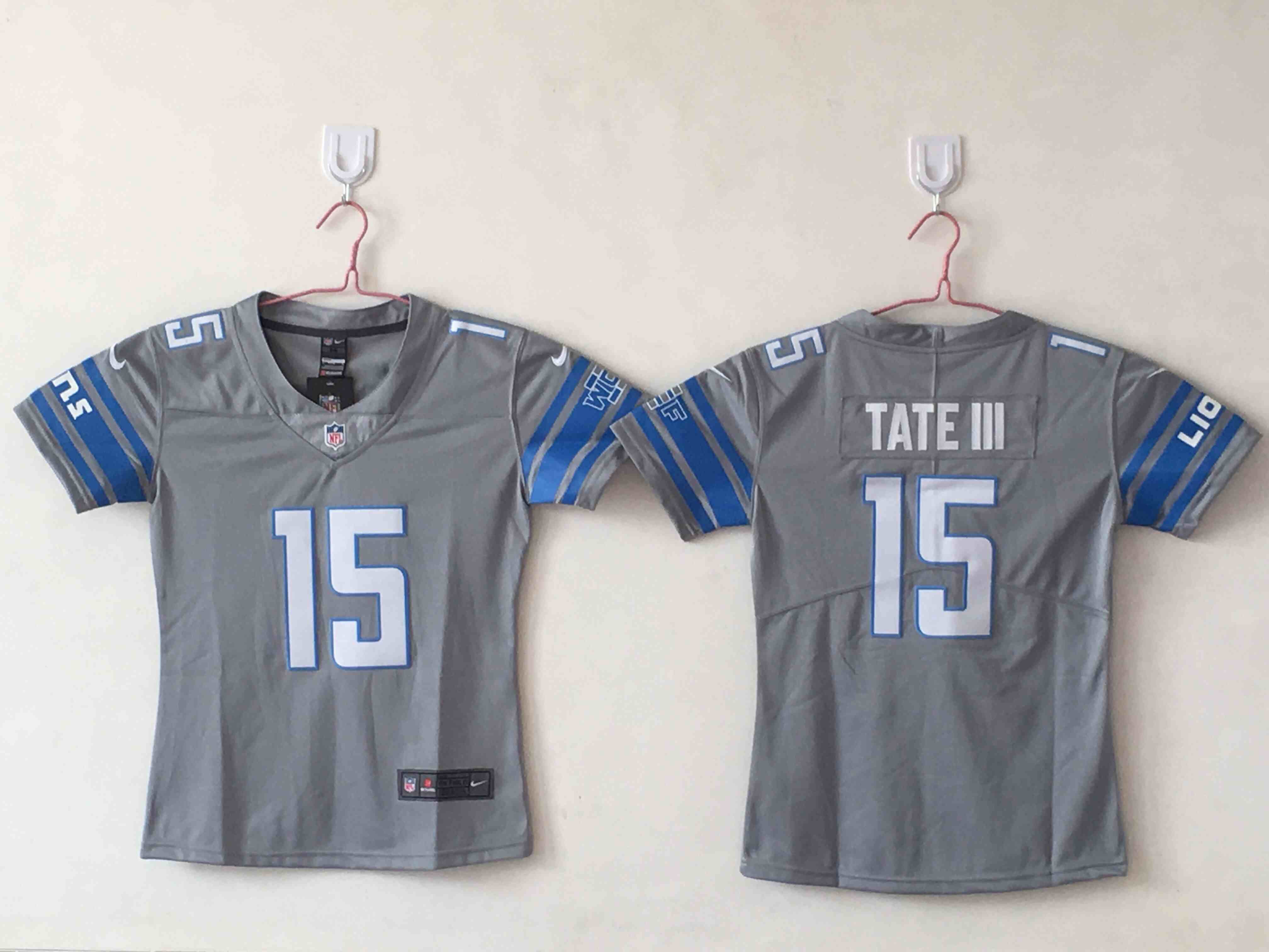 Women's Detroit Lions #15  Golden Tate III  Gray Vapor Limited Stitched Football Jersey