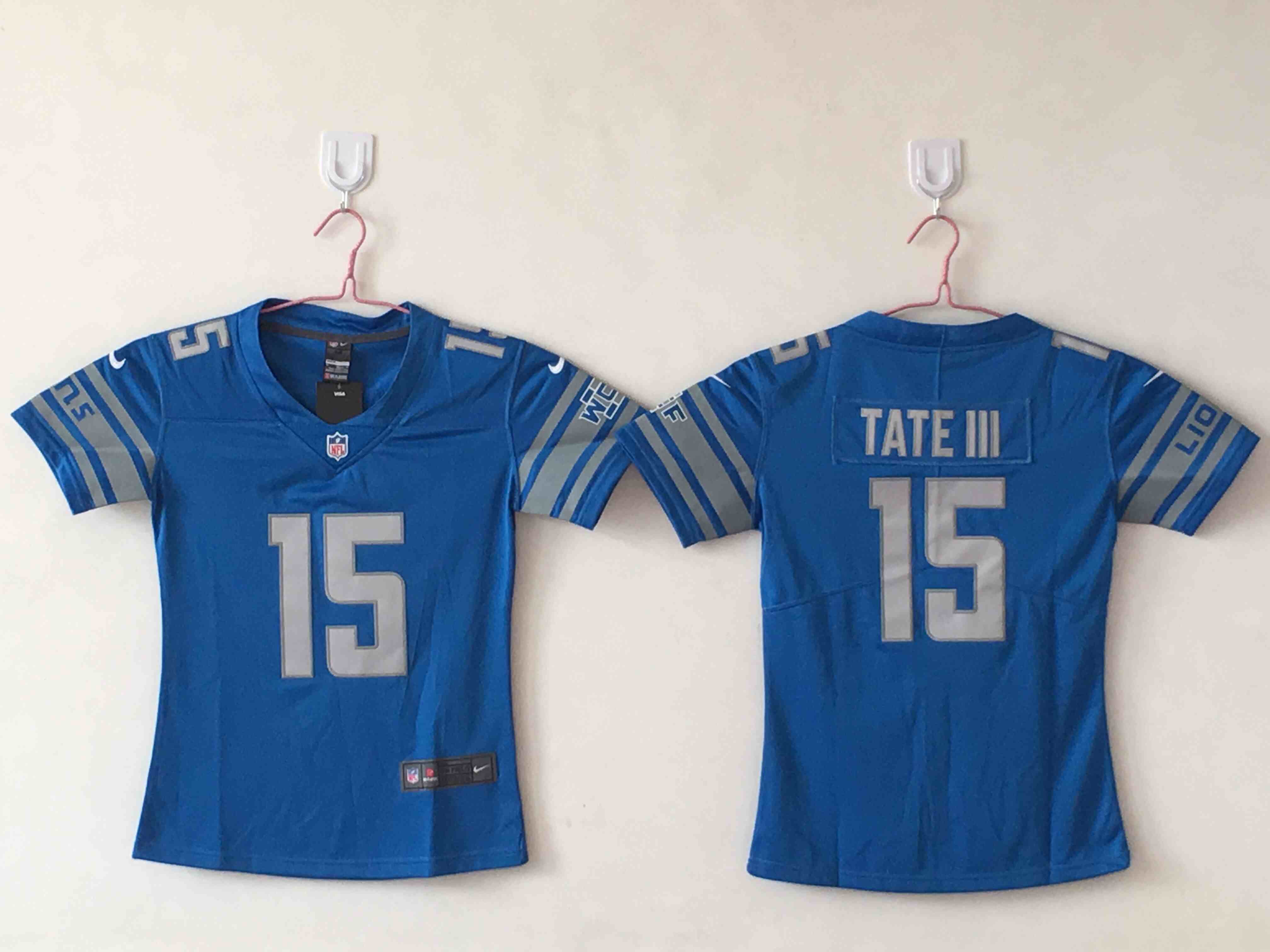 Women's Detroit Lions #15  Golden Tate III Blue Vapor Limited Stitched Football Jersey