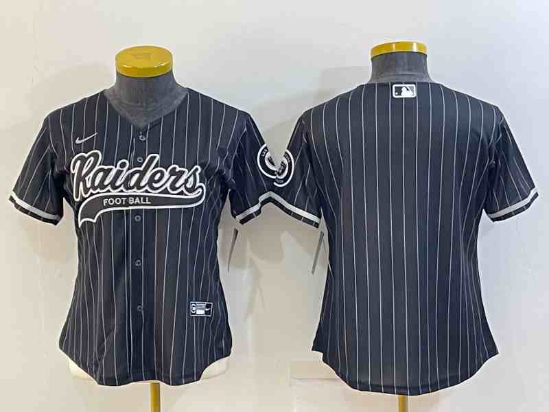 Youth  Las Vegas Raiders Black With Patch Cool Base Stitched Baseball Jersey