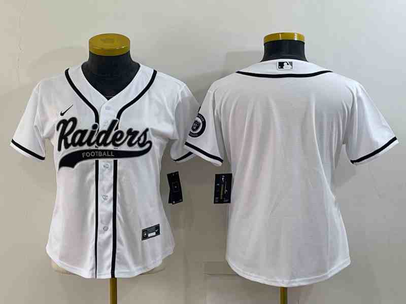 Youth Oakland Raiders Blank White With Patch Cool Base Stitched Baseball Jersey