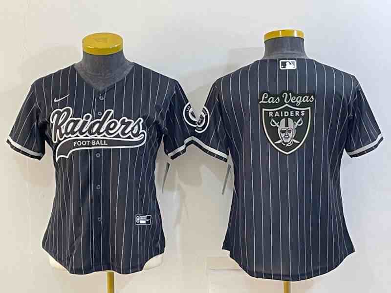 Youth Las Vegas Raiders Black Team Big Logo With Patch Cool Base Stitched Baseball Jersey