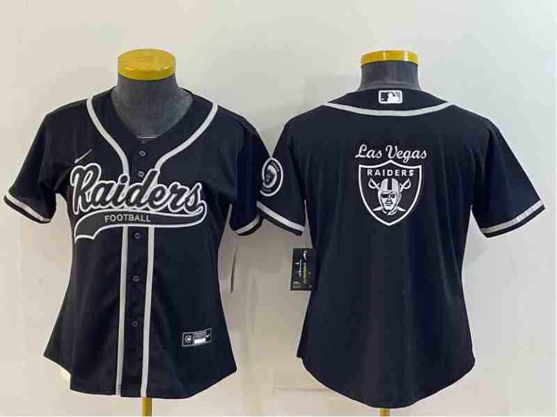 Youth Oakland Raiders Black Team Big Logo With Patch Cool Base Stitched Baseball Jersey