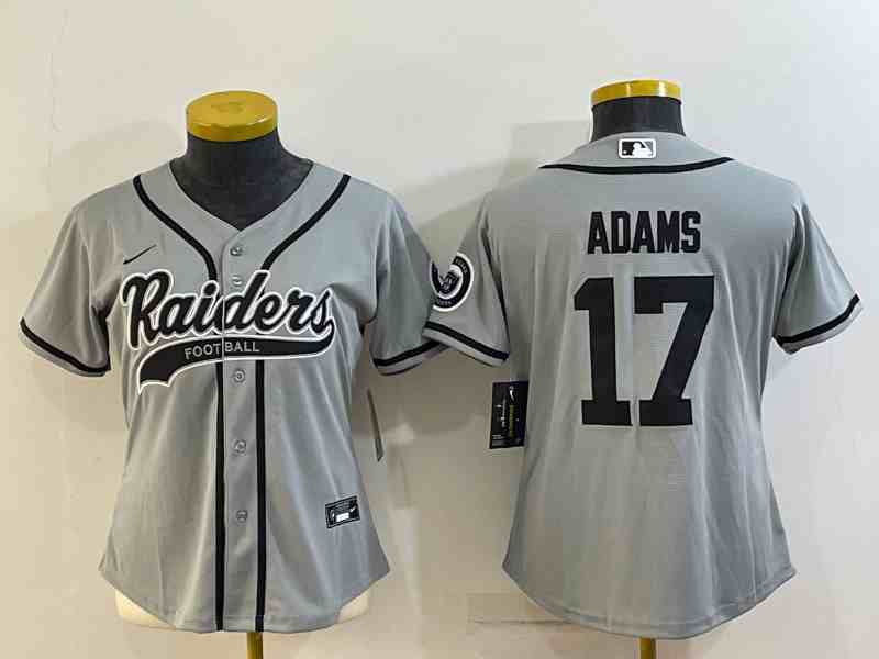 Women's Las Vegas Raiders #17  Davante Adams Gray With Patch Cool Base Stitched Baseball Jersey