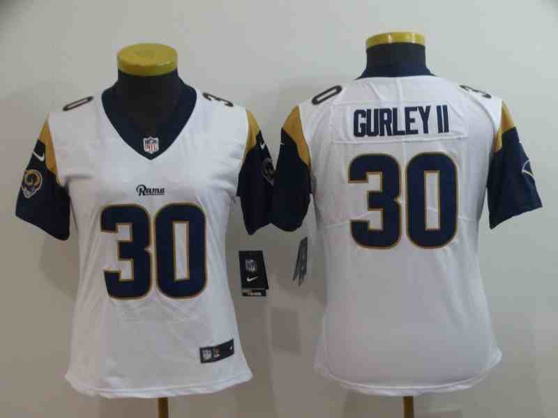 Women's Los Angeles Rams 30 Todd Gurley II White Vapor Untouchable Limited Jersey