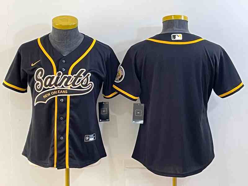 Youth New Orleans Saints Blank Black With Patch Cool Base Stitched Baseball Jersey