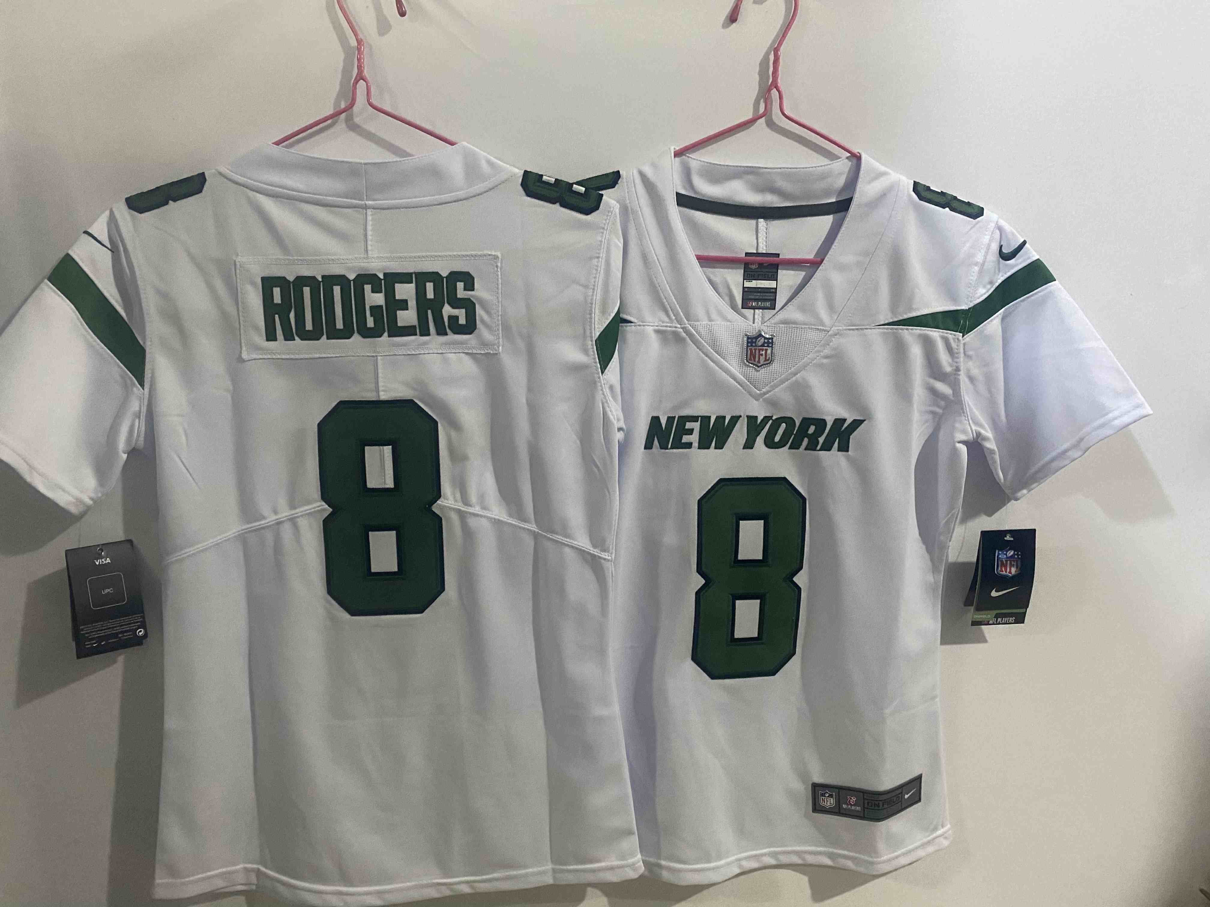 Youth New York Jets #8 Aaron Rodgers White Stitched Game Football Jersey