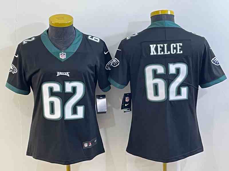 Women's Philadelphia Eagles #62 Jason Kelce Black Vapor Untouchable Limited Stitched Football Jersey