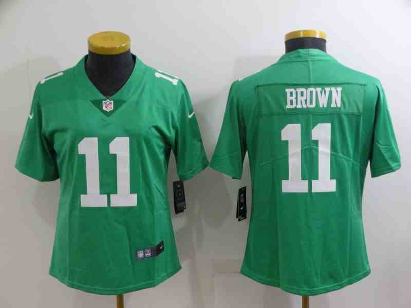 Women's Philadelphia Eagles #11 A. J. Brown Green Vapor Untouchable Limited Stitched Football Jersey