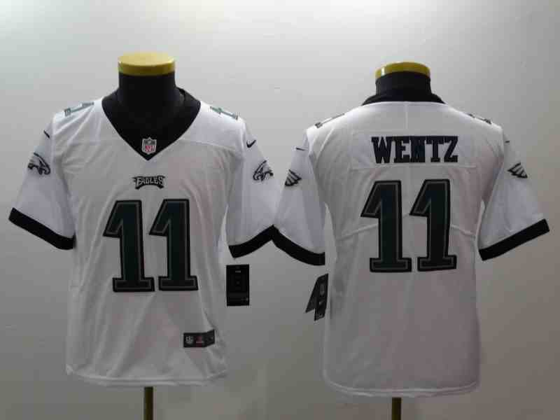Youth Philadelphia Eagles #11 Carson Wentz White Vapor Untouchable Limited Stitched NFL Jersey