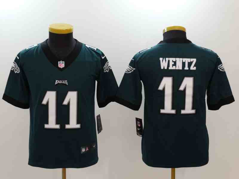 Youth Philadelphia Eagles #11 Carson Wentz Nike Midnight Green Vapor Untouchable Limited Stitched NFL Jersey