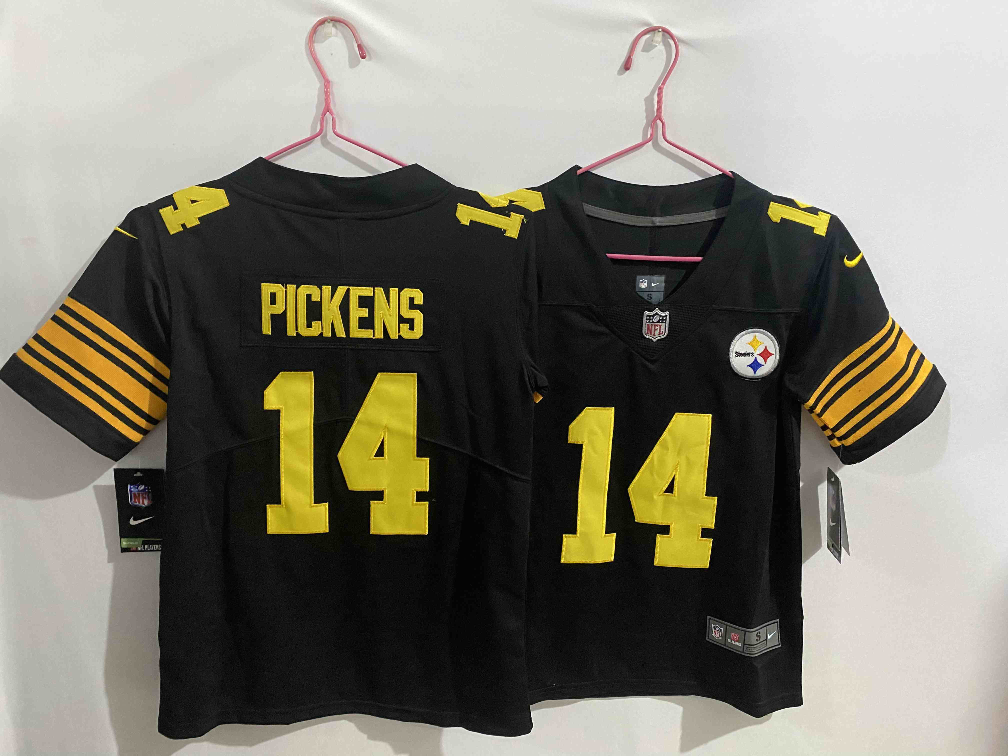 Youth  Pittsburgh Steelers #14 George Pickens Black Vapor Limited Jersey 2