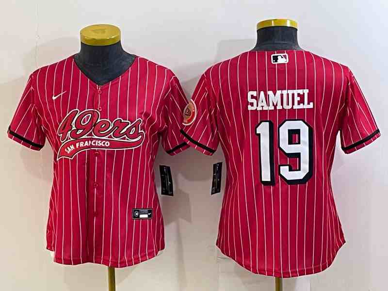 Women's San Francisco 49ers #19 Deebo Samuel New Red With Patch Cool Base Stitched Baseball Jersey