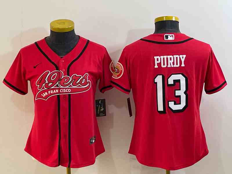 Women's San Francisco 49ers #13 Brock Purdy New Red With Patch Cool Base Stitched Baseball Jersey (2)