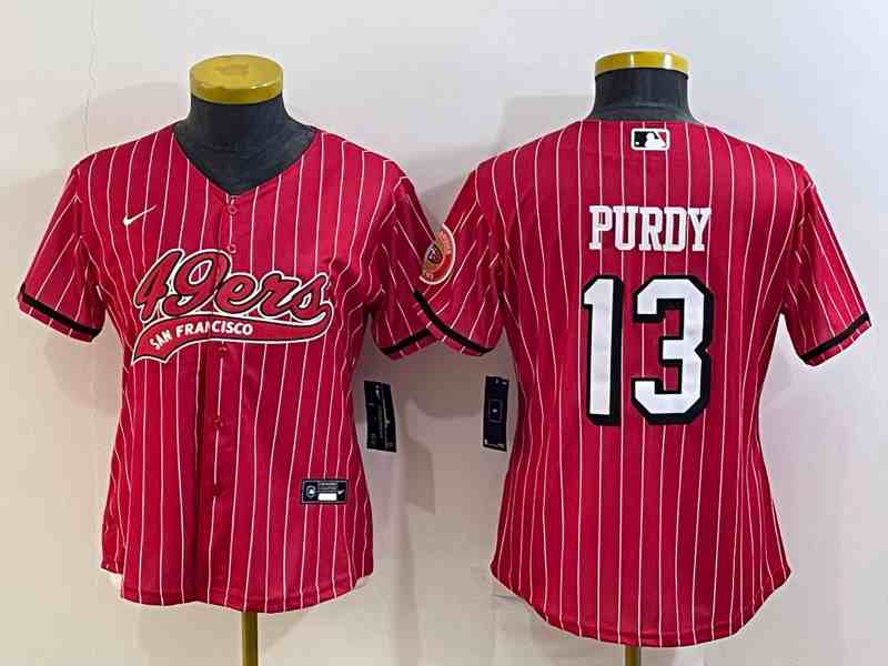 Women's San Francisco 49ers #13 Brock Purdy New Red With Patch Cool Base Stitched Baseball Jersey