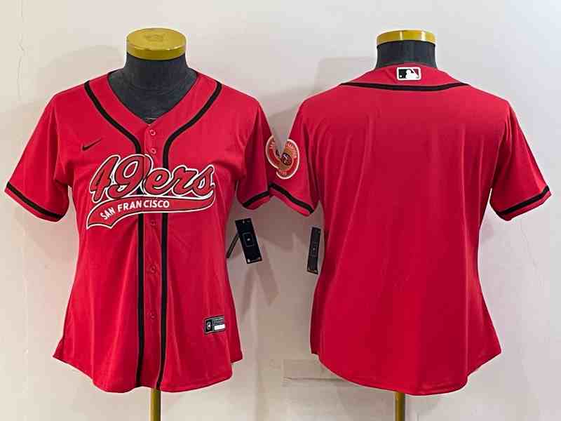 Youth San Francisco 49ers Blank Red With Patch Cool Base Stitched Baseball Jersey (2)
