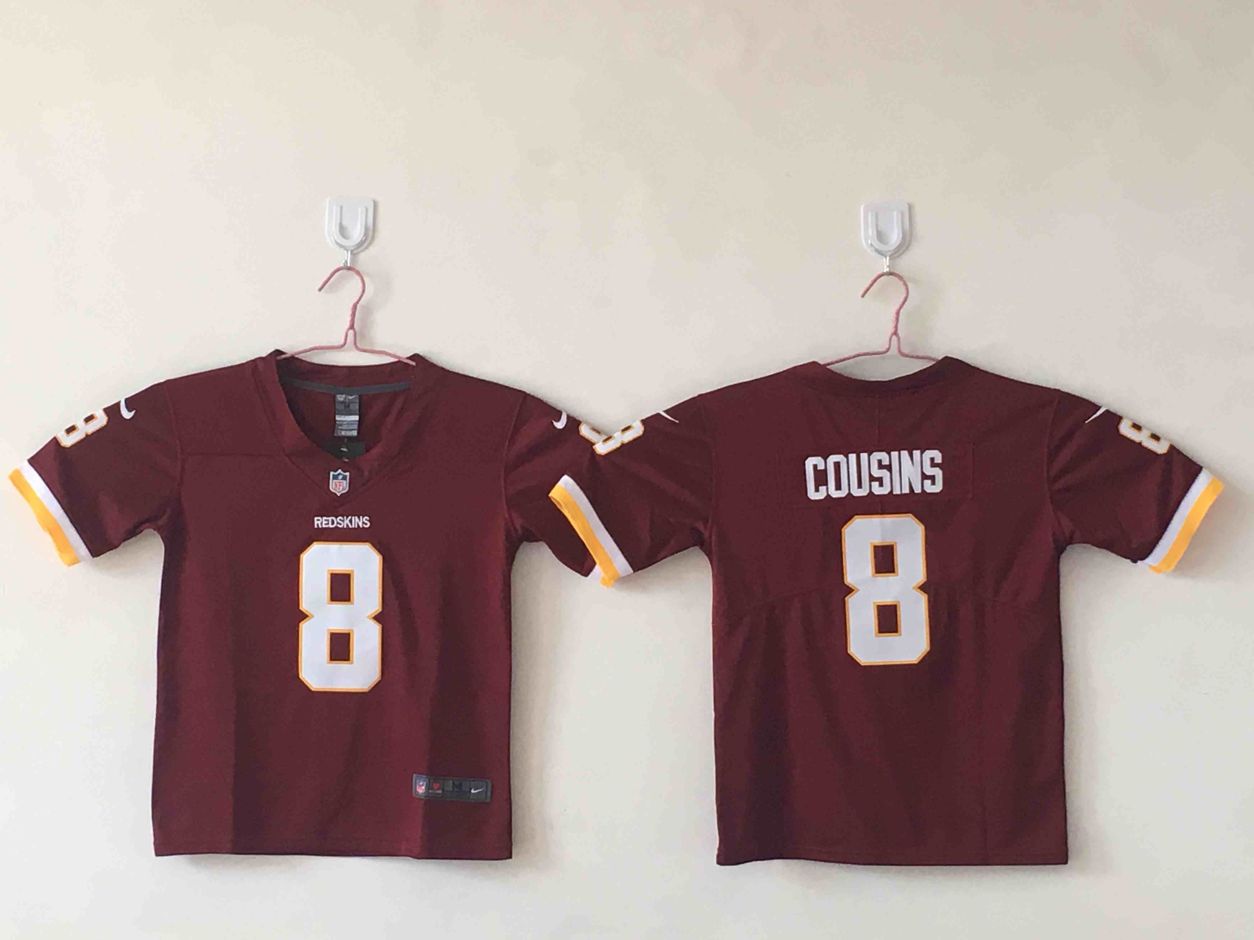 Youth Washington Redskins #8 Kirk Cousins Burgundy Red Team Color Stitched NFL Jersey