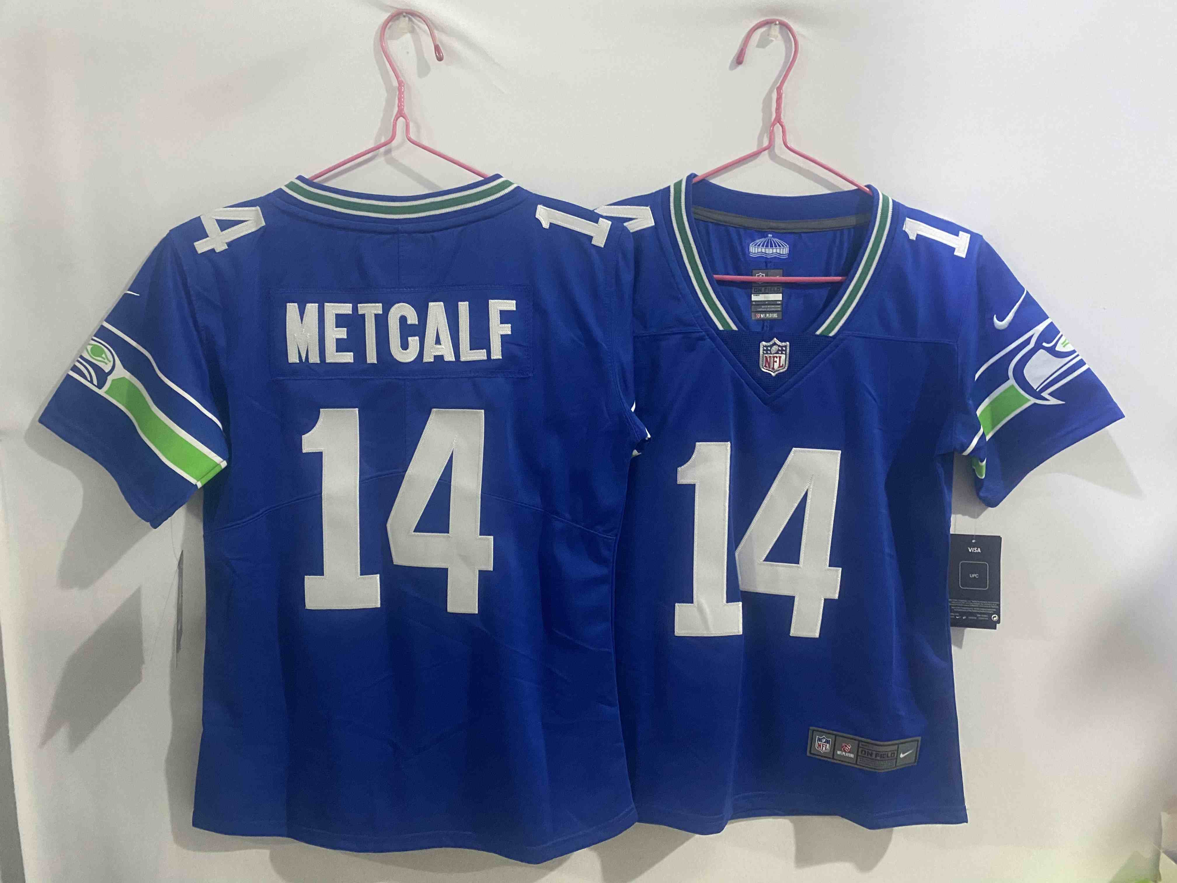 Youth Seattle Seahawks #14 D.K. Metcalf Royal Throwback Player Stitched Game Jersey