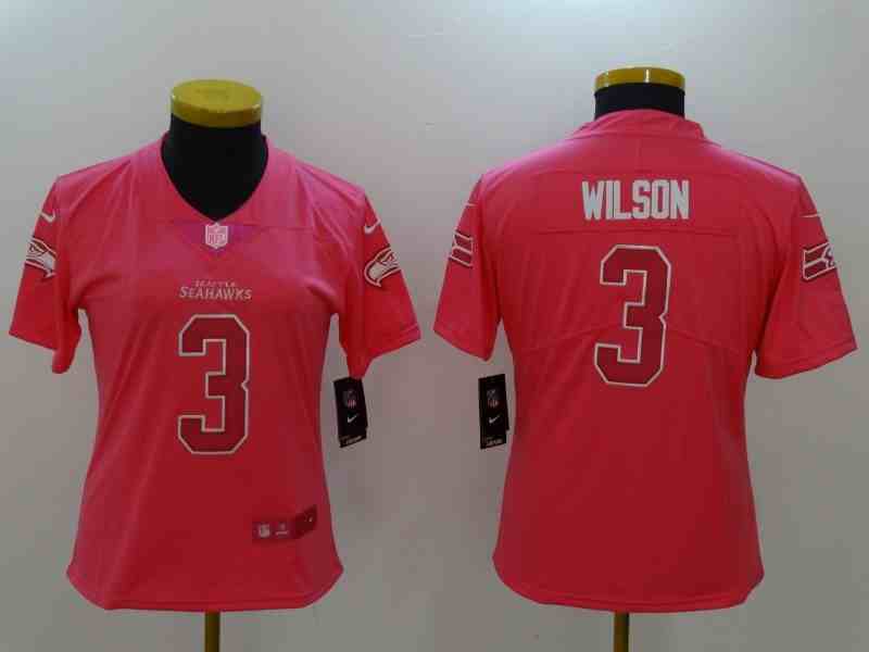Women's Seattle Seahawks #3 Russell Wilson Pink Vapor Untouchable Limited Stitched NFL Jersey
