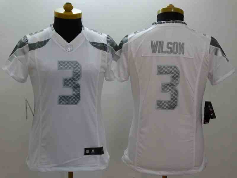 Nike Seahawks #3 Russell White Platinum Women Limited Jerseys
