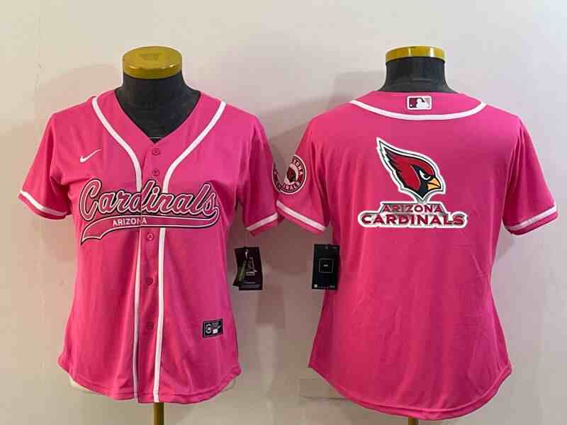 Women's Arizona Cardinals Pink Team Big Logo With Patch Cool Base Stitched Baseball Jersey