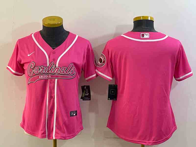 Women's Arizona Cardinals Blank Pink With Patch Cool Base Stitched Baseball Jersey
