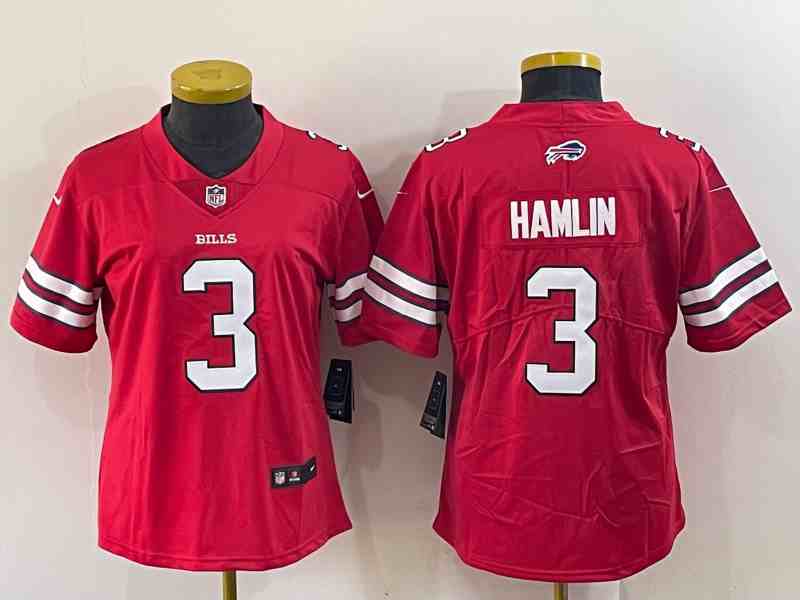 Women's Buffalo Bills #3 Damar Hamlin Red Vapor Untouchable Stitched Jersey