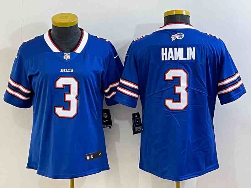 Women's Buffalo Bills #3 Damar Hamlin Blue Vapor Untouchable Limited Stitched Jersey