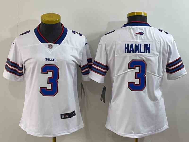 Women's Buffalo Bills #3 Damar Hamlin White Vapor Untouchable Stitched Jersey