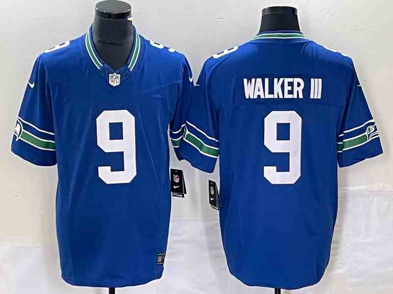 Men's Seattle Seahawks #9 Kenneth Walker III Royal 2023 F.U.S.E. Vapor Limited Throwback Stitched Jersey