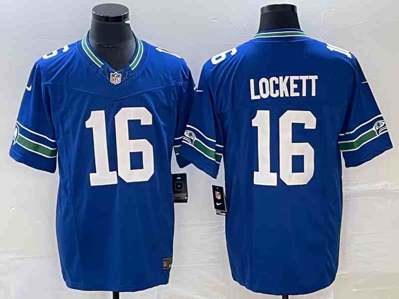 Men's Seattle Seahawks #16 Tyler Lockett Royal 2023 F.U.S.E. Vapor Limited Throwback Stitched Jersey