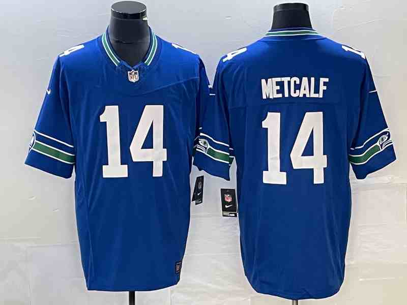 Men's Seattle Seahawks #14 DK Metcalf Royal 2023 F.U.S.E. Vapor Limited Throwback Stitched Jersey