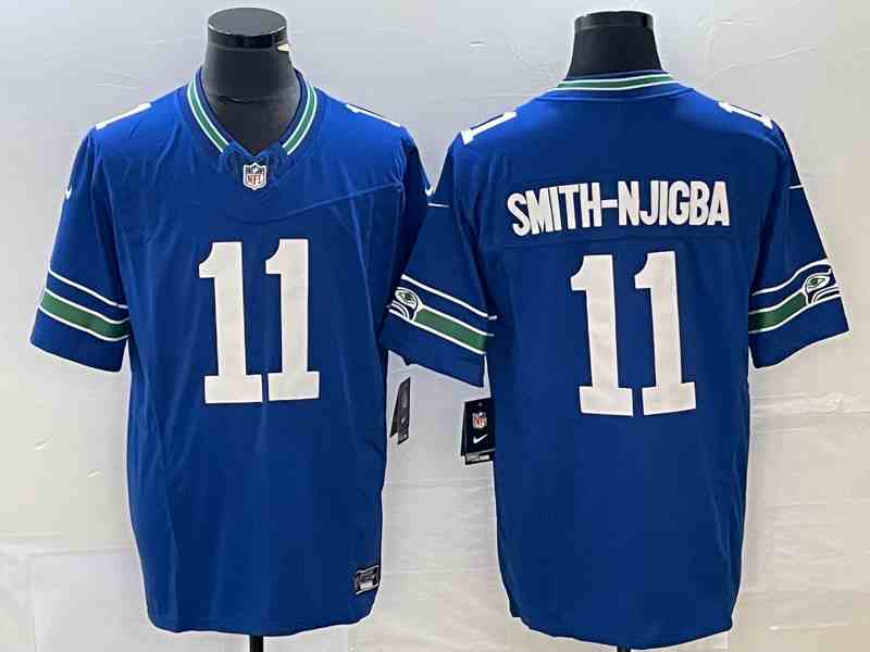 Men's Seattle Seahawks #11 Jaxon Smith-Njigba Royal 2023 F.U.S.E. Vapor Limited Throwback Stitched Jersey