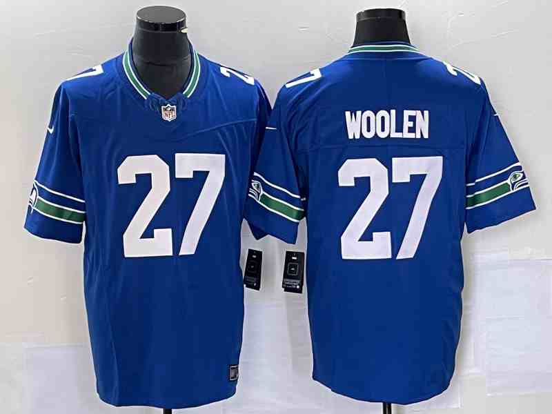 Men's Seattle Seahawks #27 Tariq Woolen Roya 2023 F.U.S.E. Vapor Limited Throwback Stitched Jersey