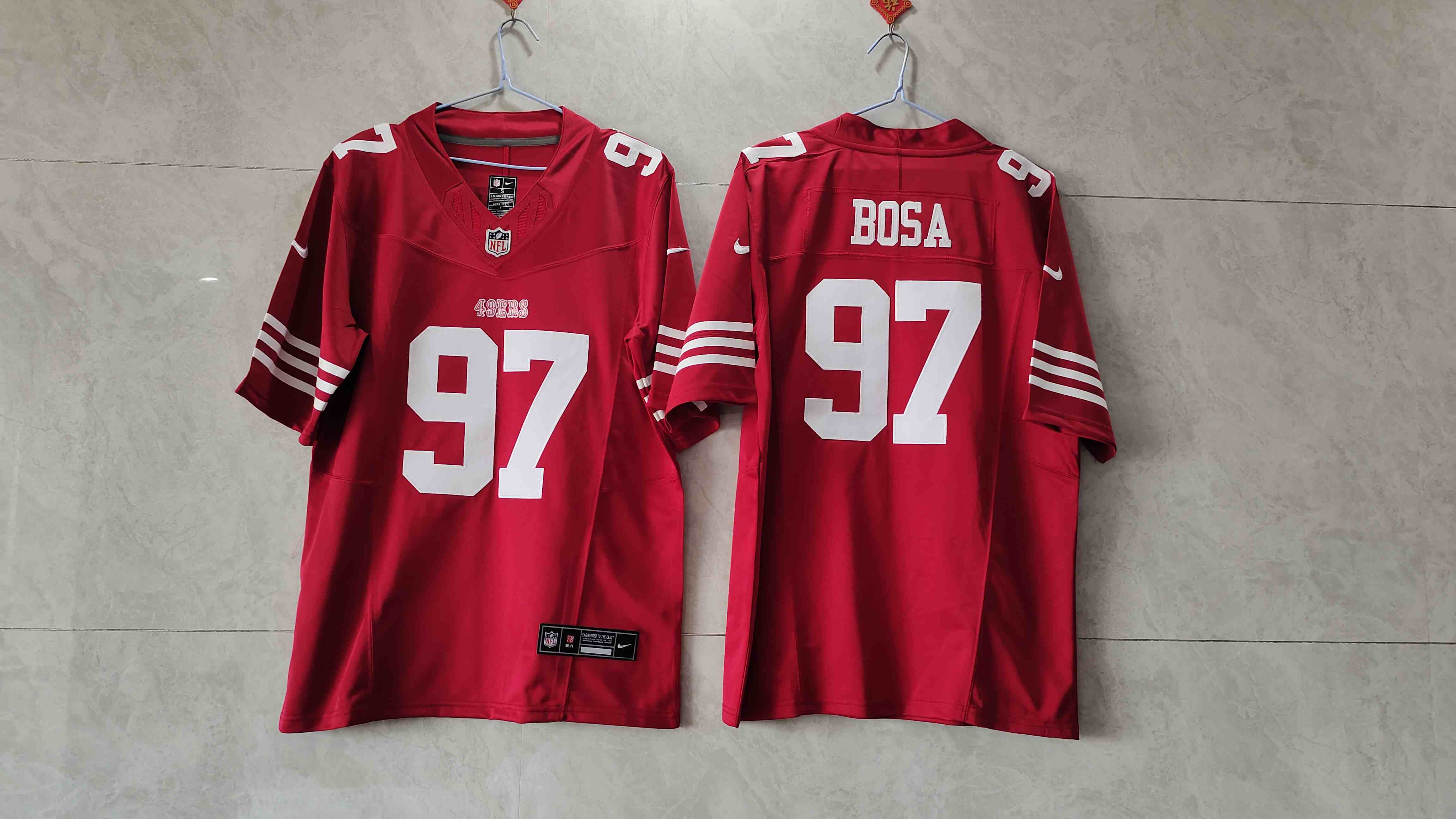 Men's San Francisco 49ers #97 Nick Bosa red 2023 F.U.S.E. Vapor Untouchable Limited Stitched Football Jersey
