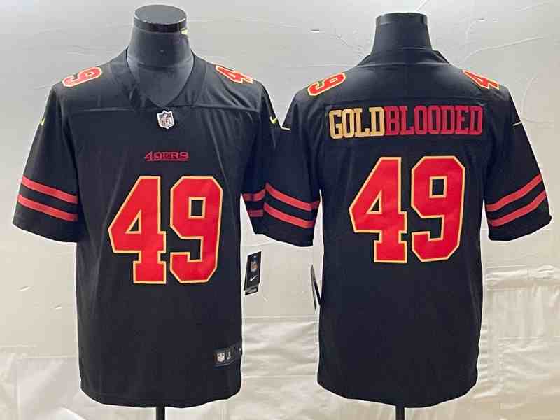 Men's San Francisco 49ers #49 GOLDBLOODED Black Vapor Untouchable Limited Stitched Jersey