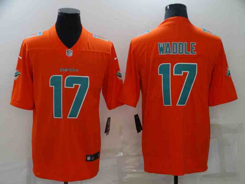 Men's Miami Dolphins #17 Jaylen Waddle Orange Inverted Legend Stitched Jersey