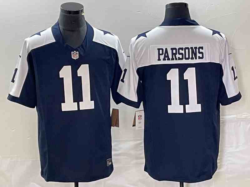 Men's Dallas Cowboys #11  Micah Parsons  Navy 2023 F.U.S.E. Thanksgiving Limited Stitched Football Jersey