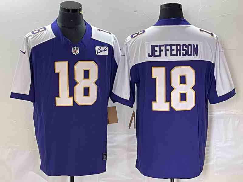 Men's Minnesota Vikings #18 Justin Jefferson Purple 2023 F.U.S.E. Vapor Limited Stitched Jersey