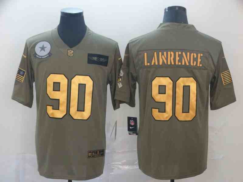 Men's Dallas Cowboys #90 Demarcus Lawrence 2019 OliveGold Salute To Service Limited Stitched NFL Jersey