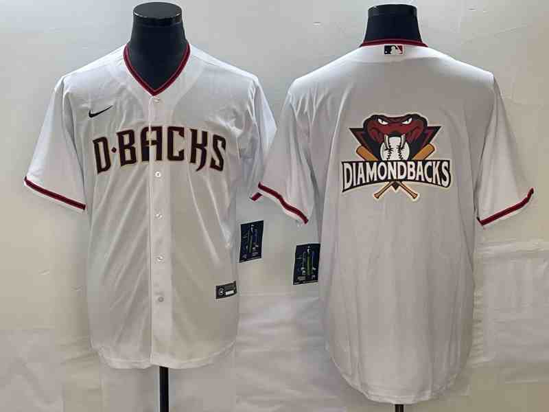 Men's Arizona Diamondbacks White Team Big Logo Cool Base Stitched Baseball Jersey