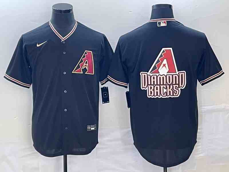 Men's Arizona Diamondbacks Black Team Big Logo Cool Base Stitched Baseball Jersey 2