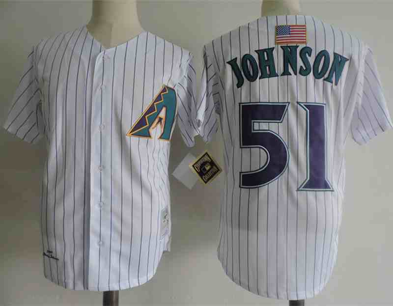 Men's Arizona Ness Diamondbacks #51 Randy JohnsonWhite Stitched MLB Jersey