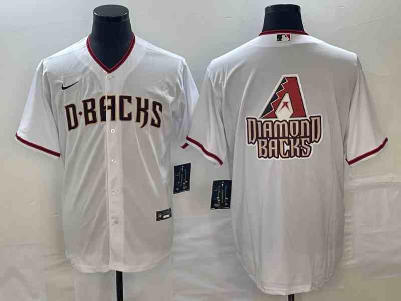 Men's Arizona Diamondbacks White Team Big Logo Cool Base Stitched Baseball Jersey 2